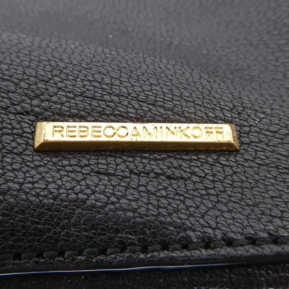 REBECCA MINKOFF Maia Medium Saddle Leather Shoulder Crossbody Bag Black $275